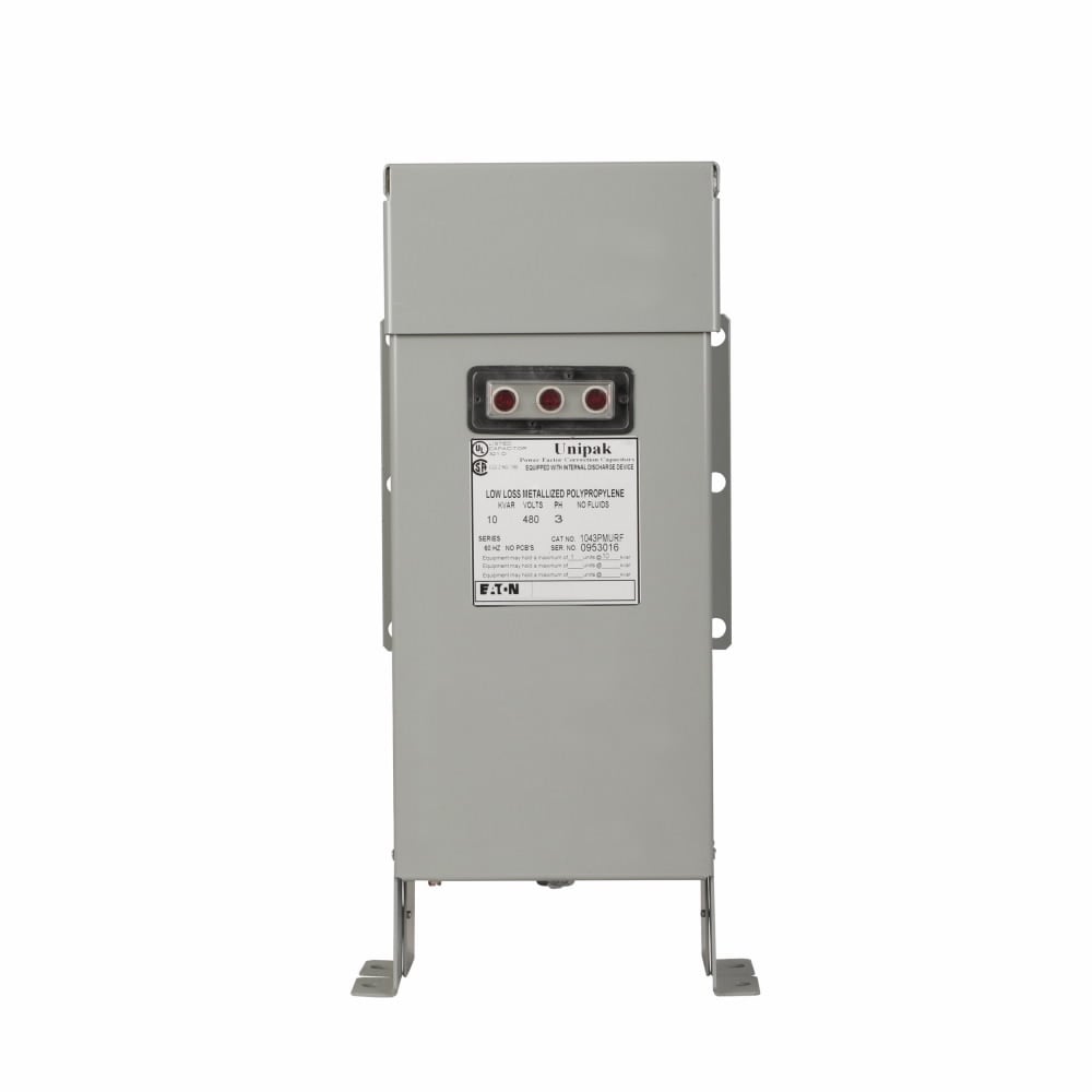 Eaton LV Unipak capacitor bank, UNIPAK, Low Voltage Fixed Capacitor Banks, 30A, 480V, Three-phase, 25 kVAR, Protected, Neon red blown-fuse indicating lights, Three slottedblade-type fuses, A2 Frame