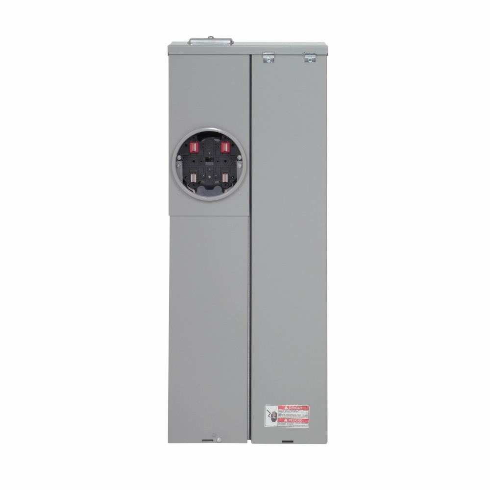 Eaton Meter Breaker EUSERC Type BR , CSR2200 main breaker, 200A, 120/240V, Ring, 20 spaces, 40 circuits, 10 kAIC, Surface mounting, Box size A, Aluminum bus, OH/UG feed, Four-jaws, 1 socket, #6-250 kcmil line, #6-250 kcmil ground