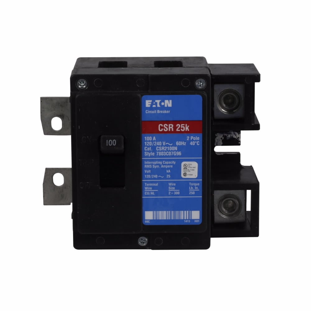 Eaton Type CSR Standard Circuit Breaker,Standard circuit breaker,100 A,25 kAIC,Two-pole,120/240 V,CH,#2 - 300 kcmil,CSR,Type CH loadcenters,Single-phase