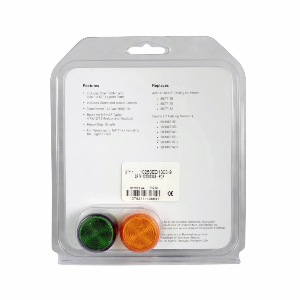 10250T, 30.5 mm, Heavy-Duty Watertight/Oiltight, Point-of-purchase packaging, NEMA 3, 3R, 3S, 4, 4X, 12, 13, Standard, RUN and JOG, Incandescent, transformer light unit, Red lens, Plastic, 120 Vac supply, #757