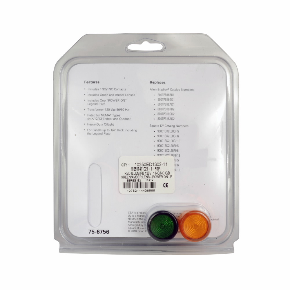 10250T, 30.5 mm, Heavy-Duty, Standard, square, NEMA 3, 3R, 4, 4X, 12, 13, Illuminated, Momentary, Extended, Red actuator, Black field, POWER ON, Incandescent, transformer light unit, 1NO-1NC, 120 Vac LUV, Chrome bezel, Plastic actuator