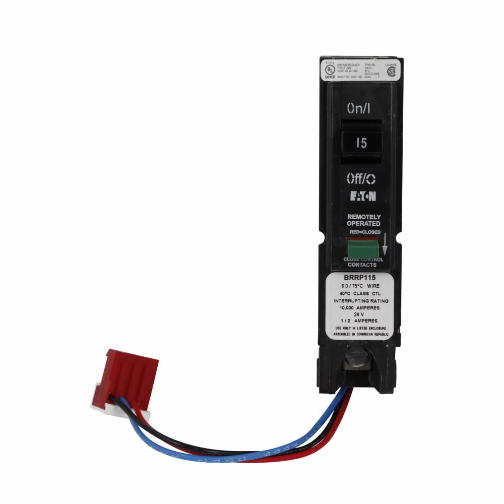 Eaton BR thermal magnetic circuit breaker,Type BRRP miniature industrial remote operated circuit breaker,Remotely operated,20 A,10 kAIC,Single-pole,120V,BRRP,BRRP,Type BR Loadcenters