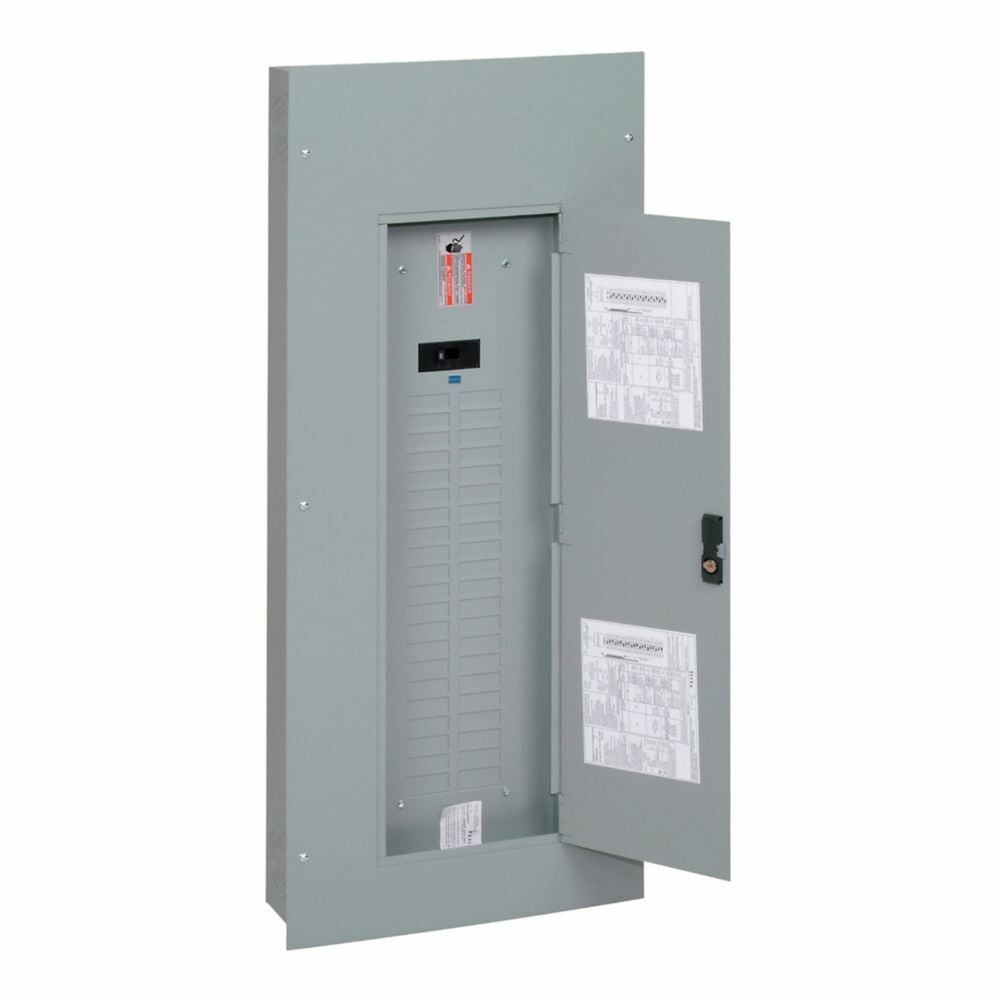 BR style 1-inch loadcenter, main circuit breaker, ground bar, current design, 200A, single-phase, 42-pole, 42 circuits, 42 spaces, 120/240 Vac, #1-300 kcmil Cu/Al at 60C or 75C, NEMA 1 enclosure, b box size