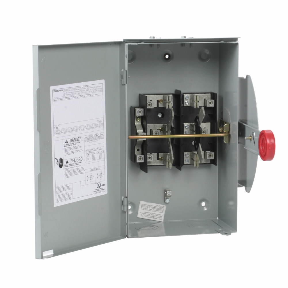 Eaton General duty double-throw safety switch, 60 A, Compact design, solid neutral, NEMA 3R, Painted galvanized steel, Rainproof, Non-fusible, Two-pole, Three-wire, 240 Vac