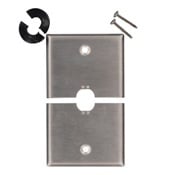 1-Gang .625-Inch Hole Device Telephone/Cable Wallplate, Box Mount, Horizontal Split Plate, Stainless Steel
