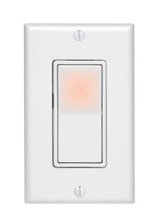 15 Amp, 120 Volt, Decora Quiet Rocker Switch, Illuminated, Matching Decora wallplate, White