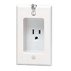 15 Amp, 125 Volt, 1 Gang Recessed Single Receptacle, Residential Grade, with Clocked Hanger Hook, White