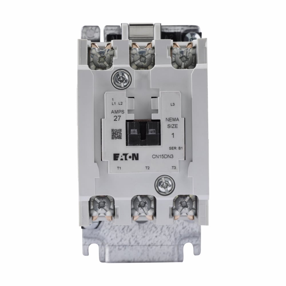 Eaton Freedom NEMA motor control contactor, NEMA Freedom Series Non-Reversing contactor, 2 hp at 115V, 3 hp at 230V, 7-1/2 hp at 208,240V, 10 hp at 480,600V maximum horsepower, 24V/60 Hz coil voltage, 27A, Three-pole, Size 1