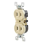15 Amp, 125 Volt, Duplex Receptacle, Residential Grade, Non-Grounded, White