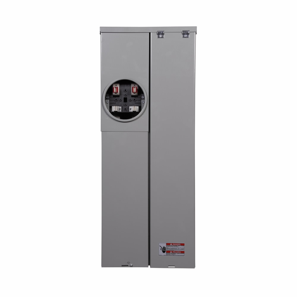 Eaton Meter Breaker EUSERC Type BR , CSR2150 main breaker, 150A, 120/240V, Ring, 20 spaces, 40 circuits, 22 kAIC, Surface mounting, Aluminum bus, Overhead/underground feed, Four-jaws, 1 socket, #6-250 kcmil line, #6-250 kcmil ground