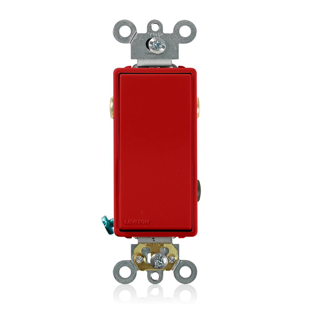 20 Amp, 120/277 Volt, Decora Plus Rocker 3-Way AC Quiet Switch, Commercial Grade, Back and Side Wired, Self Grounding, Red