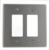 2-Gang Decora/GFCI Device Decora Wallplate, Oversized, 302 Stainless Steel, Device Mount, Stainless Steel