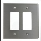 2-Gang Decora/GFCI Device Decora Wallplate, Oversized, 302 Stainless Steel, Device Mount, Stainless Steel