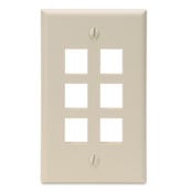 QuickPort Wallplate, Single Gang, 6-Port, Ivory