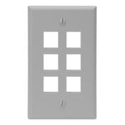 QuickPort Wallplate, Single Gang, 6-Port, Grey