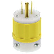 15 Amp, 125 Volt, Industrial Grade, Plug, Straight Blade, Grounding, Yellow
