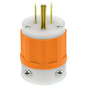 15 Amp, 125 Volt, Industrial Grade, Plug, Straight Blade, Grounding, Orange