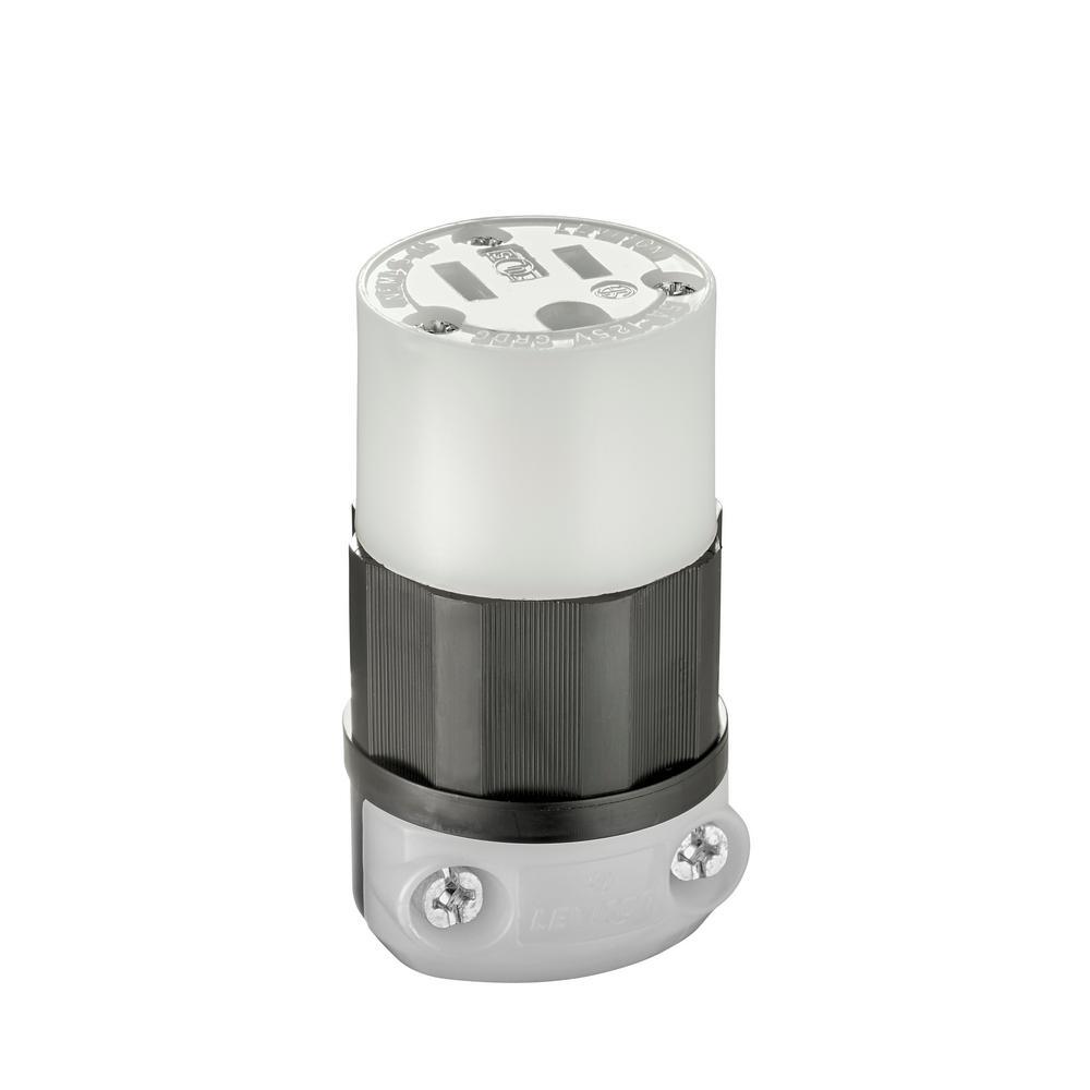 15 Amp, 125 Volt, Connector, Straight Blade, Industrial Grade, Grounding, Black-White