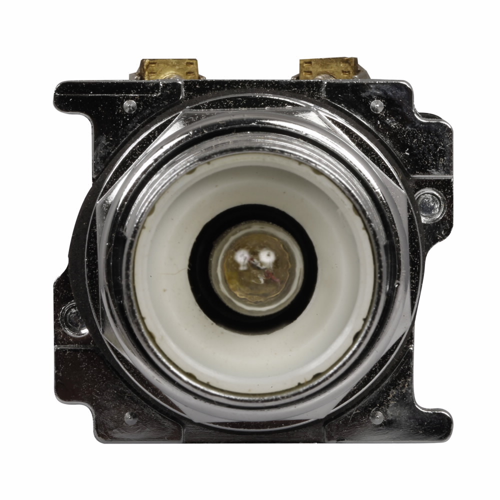 Eaton 10250T, 30.5 mm, Heavy-Duty, NEMA 3, 3R, 4, 4X, 12, 13, Illuminated, Momentary, Extended, Green actuator, LED, transformer light unit, 1NO-1NC, 120 Vac light unit, Chrome bezel, 6 Vac/dc lamp, Plastic actuator