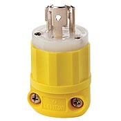 15 Amp, 125 Volt, NEMA L5-15P, 2P, 3W, Locking Plug, Industrial Grade, Grounding, Corrosion Resistant - Yellow-White