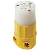 15 Amp, 125 Volt, NEMA L5-15R, 2P, 3W, Locking Connector, Industrial Grade, Grounding, Corrosion Resistant - Yellow-White