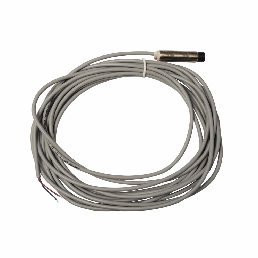 Eaton Inductive Proximity Sensor, E57, Straight, Unshielded, Output ON, 19.7 ft, 100 mA at 10-30 Vdc, <2.0% sensing range, PVC, 2-wire DC, NO, 10-30 Vdc