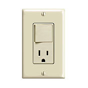 15 Amp, 120 Volt, Decora Brand Style Single-Pole, AC Combination Switch, Commercial Grade, Grounding, Black