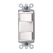 1754-2W Decora Dual Grounding Combination Switch With Screw Terminals, Push-In Wiring, 15/20 A, 120 V AC, 1 Poles