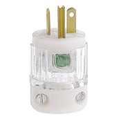 20 Amp, 125 Volt, Plug, Straight Blade, Hospital Grade, Grounding, Transparent