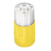 20 Amp, 125Volt, Connector, Straight Blade, Industrial Grade, Grounding, Yellow-White