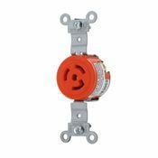 15 Amp, 125 Volt, NEMA L5-15R, 2P, 3W, Single Locking Receptacle, Industrial Grade, Isolated Ground, Orange