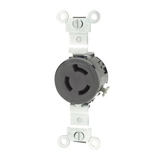 15 Amp, 250 Volt, NEMA L6-15R, 2P, 3W, Single Locking Receptacle, Industrial Grade, Grounding, Black