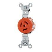 15-Amp, 250 Volt, Single Locking Receptacle, Industrial Grade, Isolated Ground, Orange