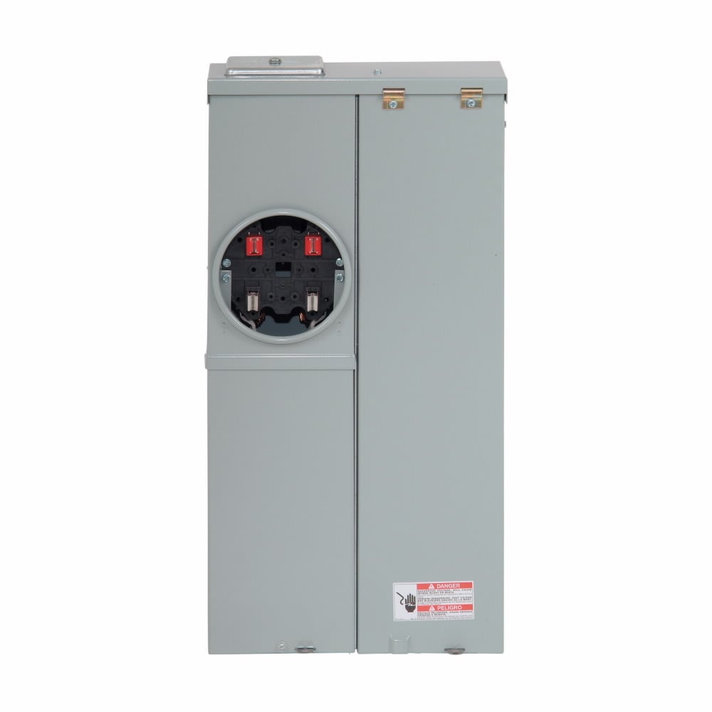 Eaton Meter Breaker EUSERC Type BR , CSR2200 main breaker, 200A,8 circuits,120/240V, Ring,4 spaces,10 kAIC,Surface mounting,Box size A, Aluminum bus, Overhead/underground feed, Four-jaws, 1 socket, #5-250 kcmil line, #5-250 kcmil ground