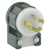 15 Amp, 125 Volt, NEMA L5-15P, 2P, 3W, Locking Plug, Industrial Grade, Grounding, Angle - Black-White