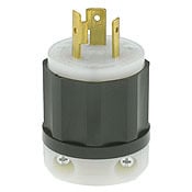 20 Amp, 125 Volt, NEMA L5-20P, 2P, 3W, Locking Plug, Industrial Grade, Grounding - Black-White