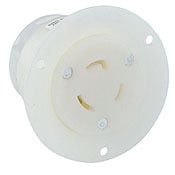 20 Amp, 125 Volt, NEMA L5-20R, 2P, 3W, Locking Flanged Outlet, Industrial Grade, Grounding, White