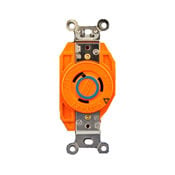 20 Amp, 250 Volt, Flush Mounting Locking Receptacle, Industrial Grade, Isolated Ground, V-0-MAX, Orange