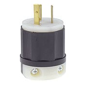 20 Amp, 277 Volt, NEMA L7-20P, 2P, 3W, Locking Plug, Industrial Grade, Grounding - Black-White