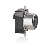 50 Amp, 250 Volt DC/600 Volt AC, Industrial Grade, Grounding, Black and White Locking Flush Mount Receptacle, Black