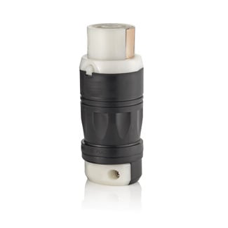Leviton 3762 50 Amp, 2-Pole, 3-Wire, 250V DC/600V AC Non-NEMA Locking Grounding Locking Connector, Black and White