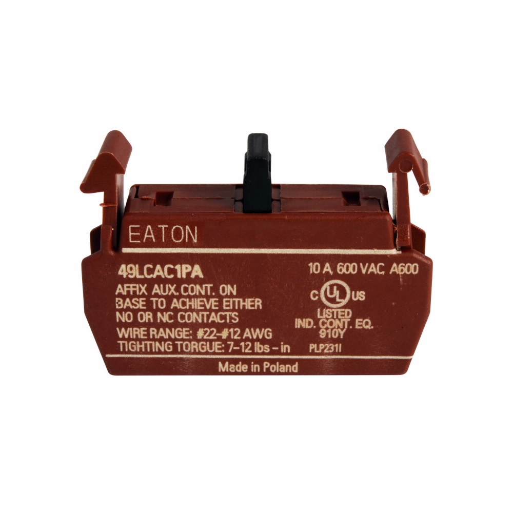 Eaton C30CN mechanically held lighting contactor auxiliary contacts, two-pole