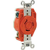 20 Amp, 480 Volt, NEMA L8-20R, 2P, 3W, Isolated Ground Locking Receptacle, Industrial Grade, Orange