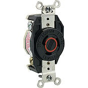 20-Amp, 125/250-Volt, Flush Mounting Locking Receptacle, Industrial Grade, Non-Grounding, V-0-MAX, Black