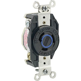 20-Amp, 250-Volt- 3PY, Flush Mounting Locking Receptacle, Industrial Grade, Non-Grounding, V-0-MAX, Black