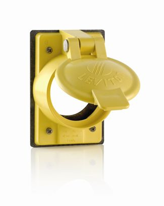 Weatherproof Receptacle Cover with Lift Lid, For 50A Corrosion Resistant Devices, Yellow