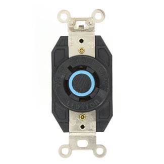 20-Amp, 120/208-Volt- 3PY, Flush Mounting Locking Receptacle, Industrial Grade, Non-Grounding, V-0-MAX, Black