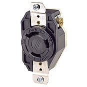 30-Amp, 600-Volt, Flush Mounting Locking Receptacle, Industrial Grade, Grounding, V-0-MAX, Black