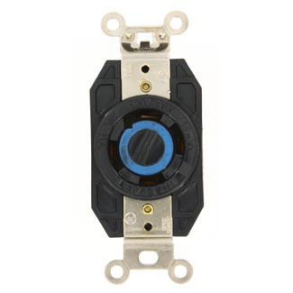 30-Amp, 120/208-Volt- 3PY, Flush Mounting Locking Receptacle, Industrial Grade, Non-Grounding, V-0-MAX, Black