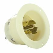 20 Amp, 347/600 Volt- 3PY, Flanged Inlet Locking Receptacle, Industrial Grade, Grounding, White